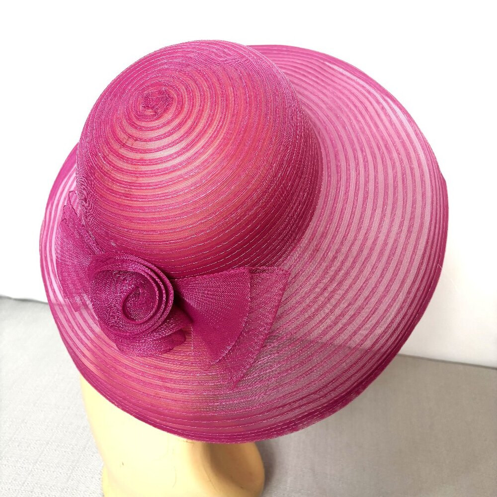 Betmar New York 70’s Sheer Lavender Nylon Braid Hat Vintage